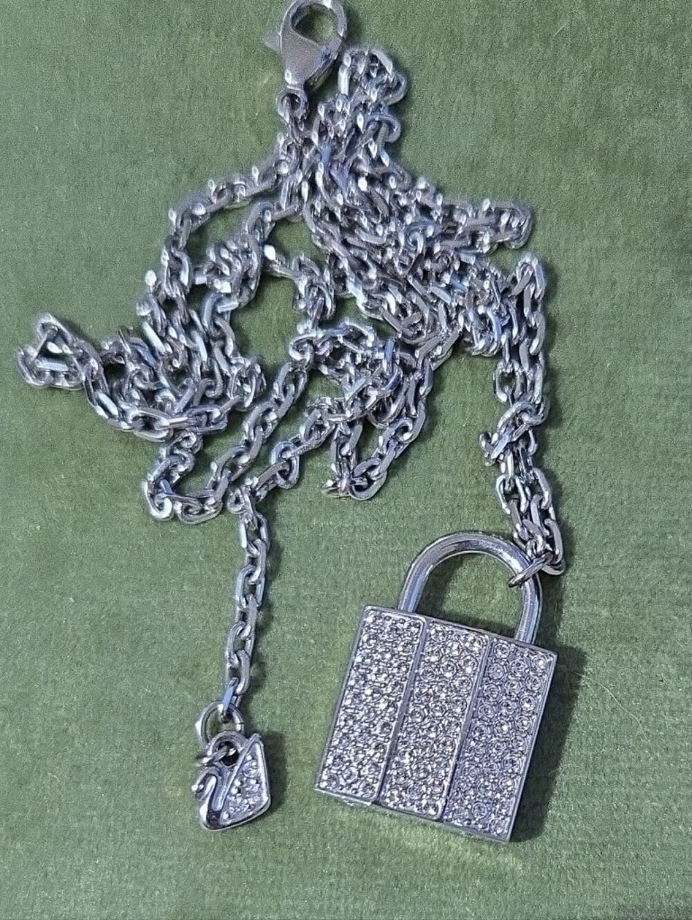 Swarovski Silver Padlock Pendant Necklace - Sparkling Pavé Charm